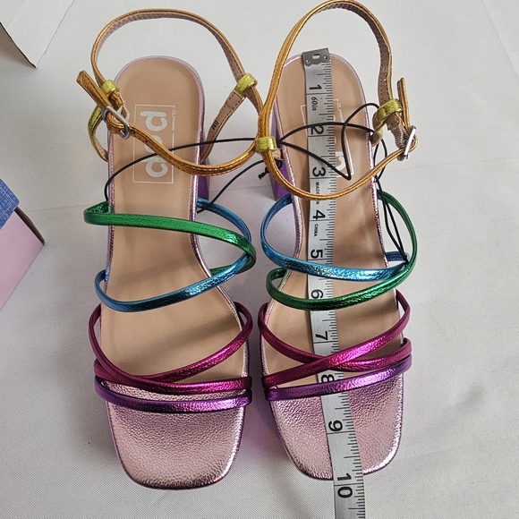 Pop Fuchsia Multi Colored Kallie Heeled Sandals Size 8 - Picture 11 of 13